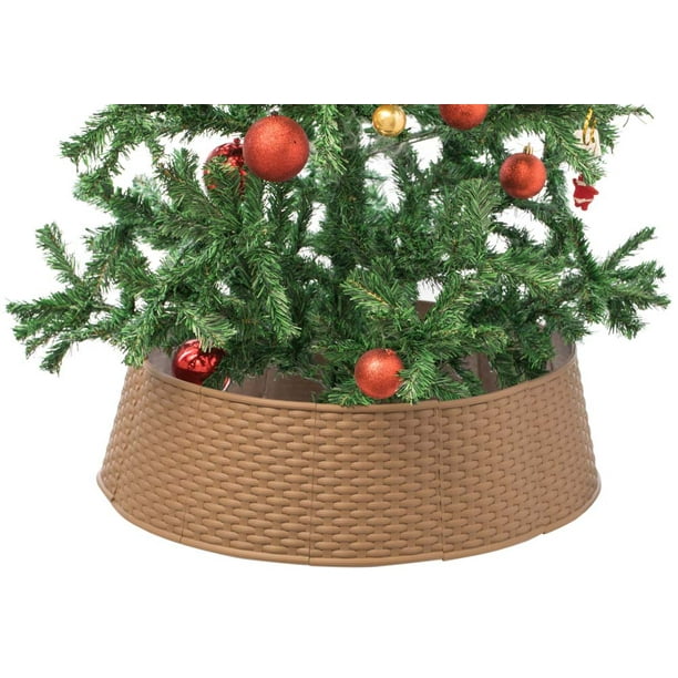 Large Rattan Collar Tree Skirt Brown