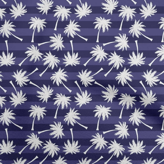 oneOone Cotton Silk Dark Blue Fabric Leaf With Stripes Craft Projects Decor Fabric Printed By The Yard 42 Inch Wide