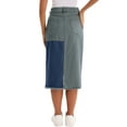 thumbnail image 3 of INSPIRE CHIC Women's Jean Skirt Color Block Patchwork Raw Hem Split Midi Denim Skirts S Blue, 3 of 6