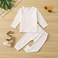 thumbnail image 2 of Otqutp Kids&nbsp;Clothes&nbsp;Set for Baby Unisex Cotton Solid Autumn Long Sleeve Pants Sleepwear Pullover Sweatshirt Set Clothes 1-4 Years, 2 of 9