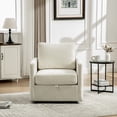 thumbnail image 4 of Newest Swivel Accent Chair with Hidden Storage, Diamond Tufted Armrests Square Club Chair & Pillow, 360° Rotating, Beige, 4 of 12