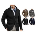 thumbnail image 4 of Chaqueta de Hombre Cuello en V Casual Cuello Alto Moda Cálida Mantener Color Puro Chaqueta Masculina para Citas Fiesta Negro L, 4 of 6