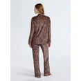 thumbnail image 3 of Joyspun Women’s Stretch Velour Notch Collar Long Sleeve Pajama Set, Sizes XS to 4X, 3 of 5