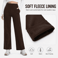 thumbnail image 4 of Feekit Women's Fleece Lined Wide Leg Yoga Pants, High Waisted Stretch Lounge Pants with 2 Deep Pockets, 4 of 8