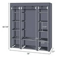 thumbnail image 3 of Wattne Portable Clothes Closet, Non-Woven Fabric Wardrobe with 1 Hanging Rod, 12 Storage Shelves, Storage Organizer, Gray, 3 of 8