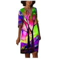 thumbnail image 1 of Vestido HUOGUO, de moda casual, con cuello en V, estampado holgado, para mujer, 1 of 3