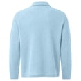 thumbnail image 7 of GrmtClth Polo Shirts for Men Long Sleeve Waffle Textured Knit Fabric Three Button Collared Stretchy Breathable Golf Business Casual Daily Tops Light Blue L, 7 of 7
