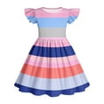 thumbnail image 7 of MKOSPLRT Striped Dresses for Girl 3-14 Years Fly Sleeve Crew Neck A Line Dress Casual Color Block Midi Dress Funny Holiday Twirly Skater Dress, 7 of 7