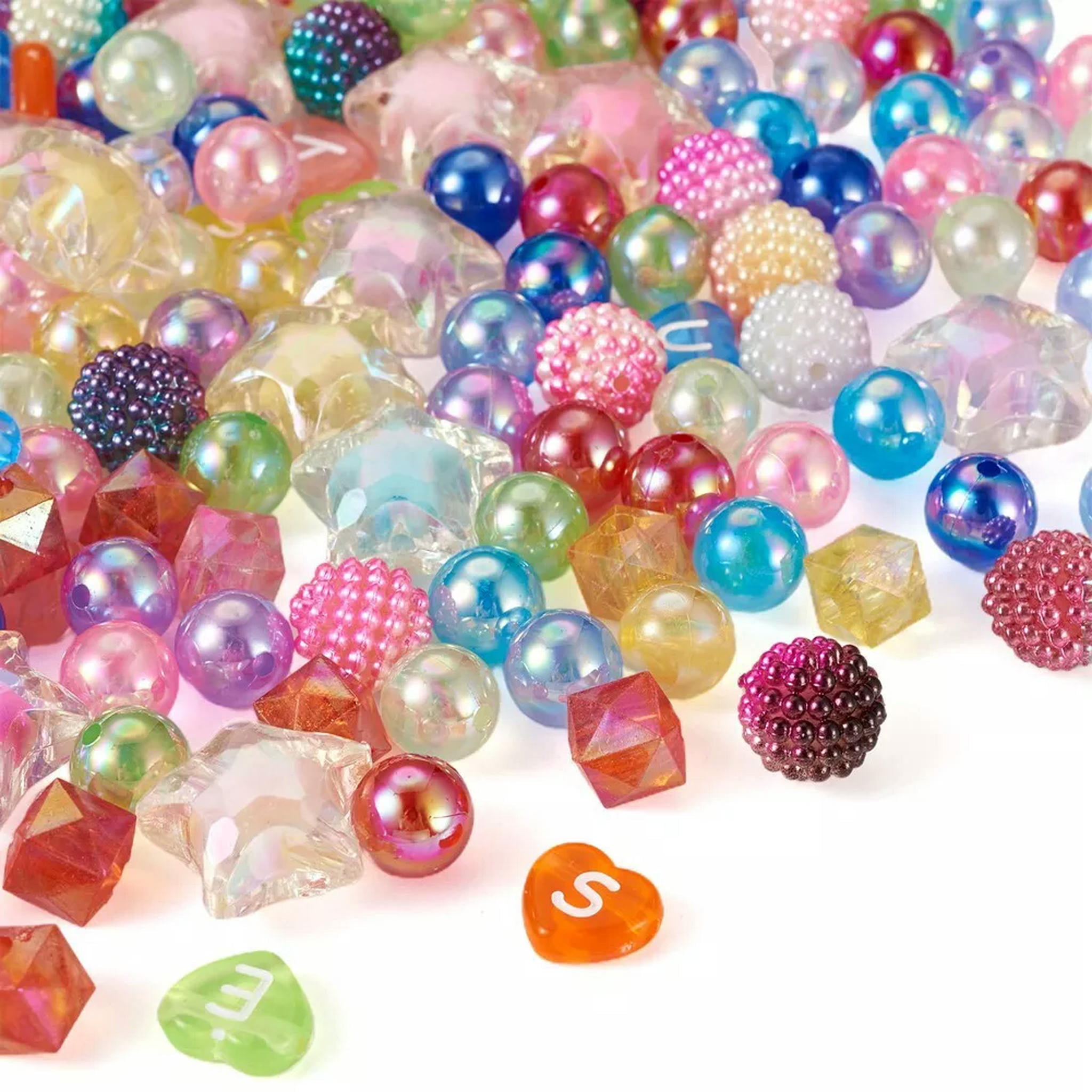 U8MO 380x Star Cube Heart Imitation Pearl Acrylic DIY Candy Color Bracelet Making Kit