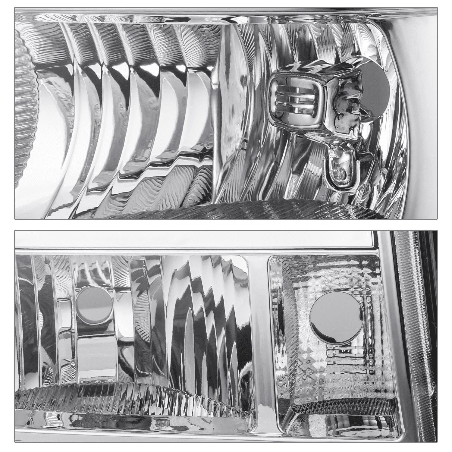 M-AUTO Headlamps Assembly Headlamps Replacement for 2007-2014 GMC Sierra Truck, Chrome Housing Clear Lens Clear Corner