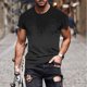 thumbnail image 2 of Camisetas de Manga Larga para Hombres Imprimir Fallow Cuello Redondo Camiseta, Moda Casual Manga Corta Mezcla de Algodón/Lino, 2 of 9