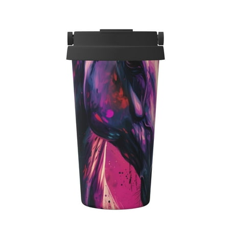 

KLL Watercolor Painting White Horse Pattern Stainless Steel Vacuum Insulated Tumbler - Carry Insulated Coffee Mug - Reusable Insulated Cold Brew Iced Coffee Cup Thermos