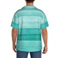 thumbnail image 5 of Lafuoo Teal Turquoise Pattern Men's Cuban Collar Short Sleeve Shirt, Button-Down Resort Beach Pocket Shirt-4X-Large, 5 of 7