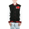 thumbnail image 1 of Naruto Shippuden Akatsuki Clan Symbol Men’s Navy & Light Gray Letterman Jacket, Black, Medium, 1 of 7