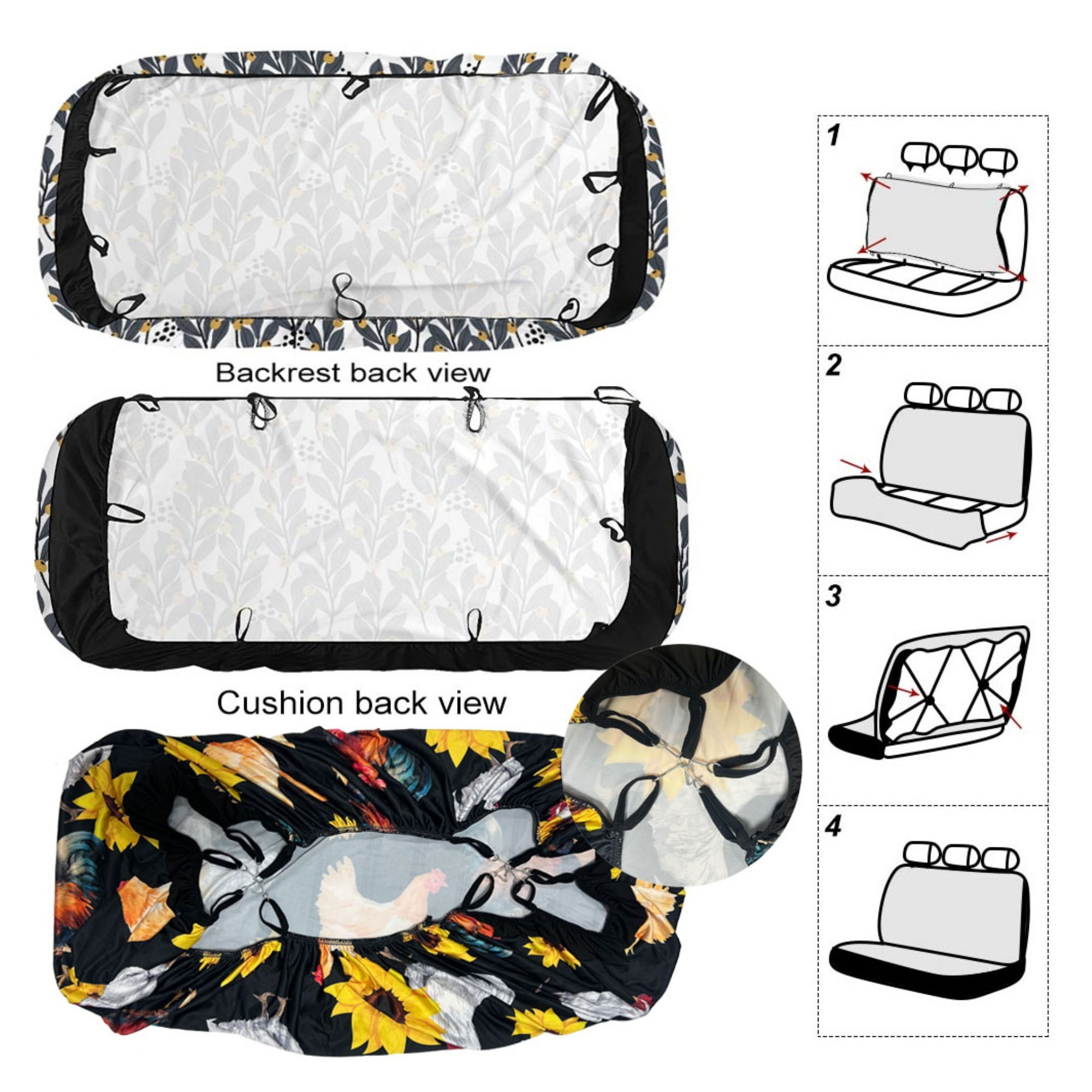 Jeiento Dragonfly Car Accessories Full Set for Women, Automotive Vehicle Seat Cover, Floral Decorative Car Floor Mat Steering Wheel Cover Center Console Pad Fit for SUV Van Truck Sedan