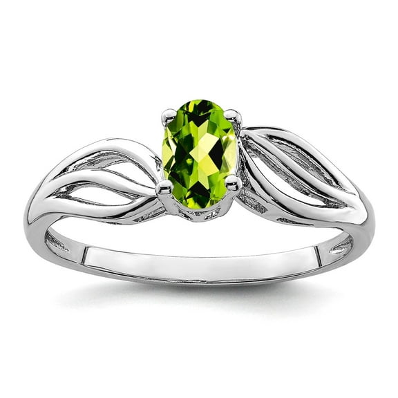925 Sterling Silver Polished Peridot Ring Size 5 Ring for Women - .55 cwt