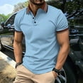 thumbnail image 4 of Men's Casual Ribbed Lapel Button Business Color Block T Shirt For Men, 4 of 5