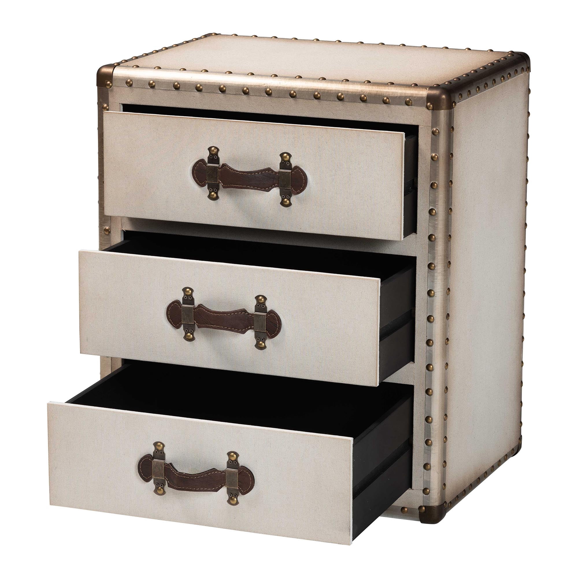 Baxton Studio Mallison Vintage End Table, 3-Drawer, Dark Brown