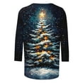 thumbnail image 4 of LiMoi Women's 3/4 Sleeve Round Neck Christmas Tees Featuring a Festive Tree Print Casual Tshirts Tops Shirts Blouse My Items, 4 of 5