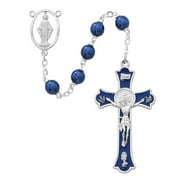 IMPLEMENTAR 7 mm Pearl Holy Mass Crucifix Cross Rosary Set - Blue