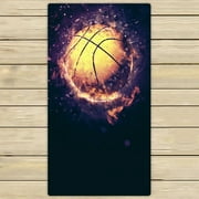 PHFZK Sports Towel, Fire Basketball Hand Towel Bath Bathroom Shower Towels Beach Towel 30x56 inches