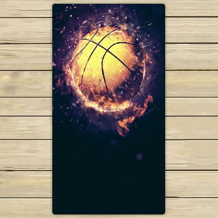 PHFZK Sports Towel, Fire Basketball Hand Towel Bath Bathroom Shower Towels Beach Towel 30x56 inches