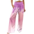 thumbnail image 1 of Pantalones anchos de cintura alta elástica con estampado veraniego para mujer - Diseño pintado a mano, espalda en forma de U, bolsillos funcionales, versátiles para todas las ocasiones, 1 of 5