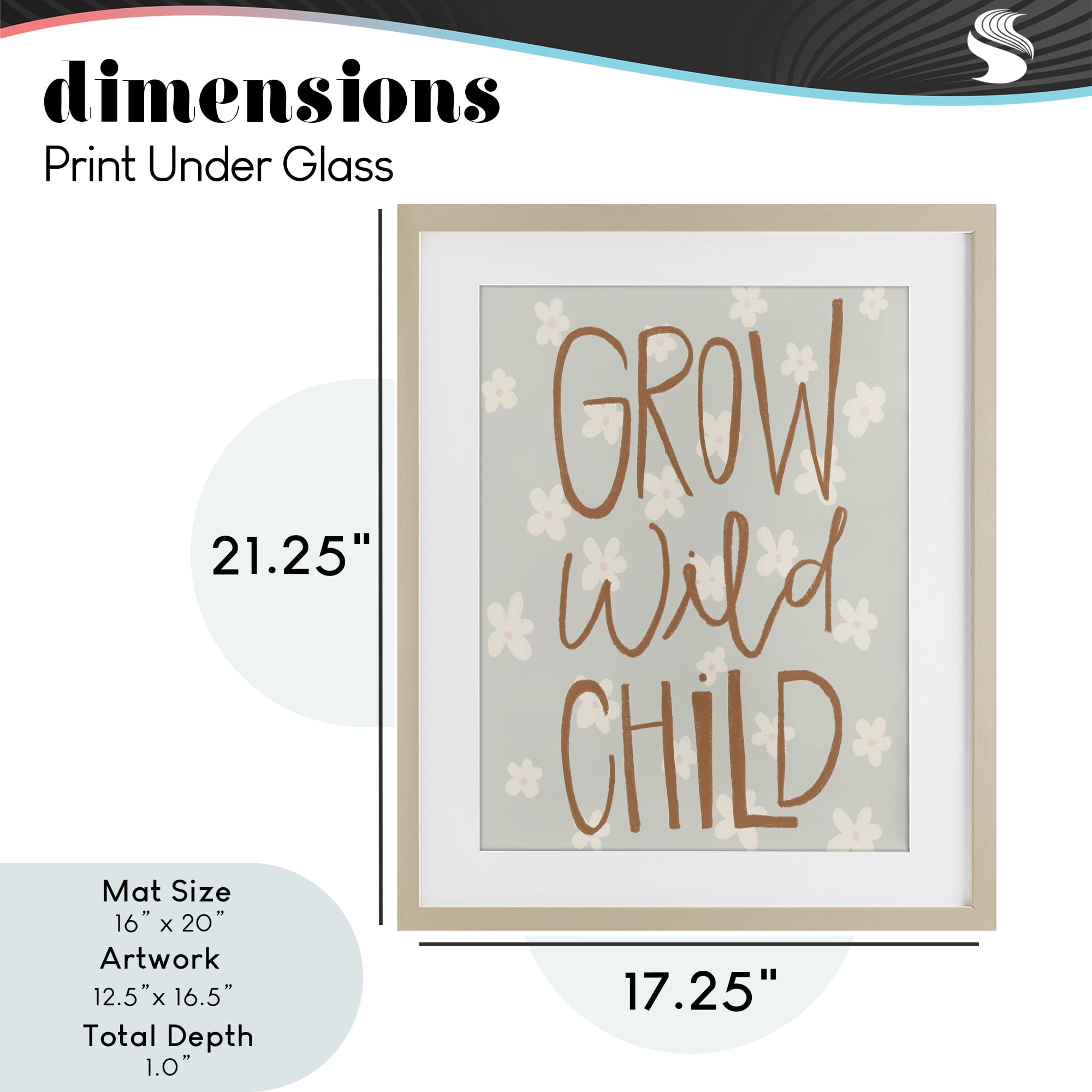 Grow Wild Child Flowers Birch Framed Print Under Glass, design by Katie Griggs