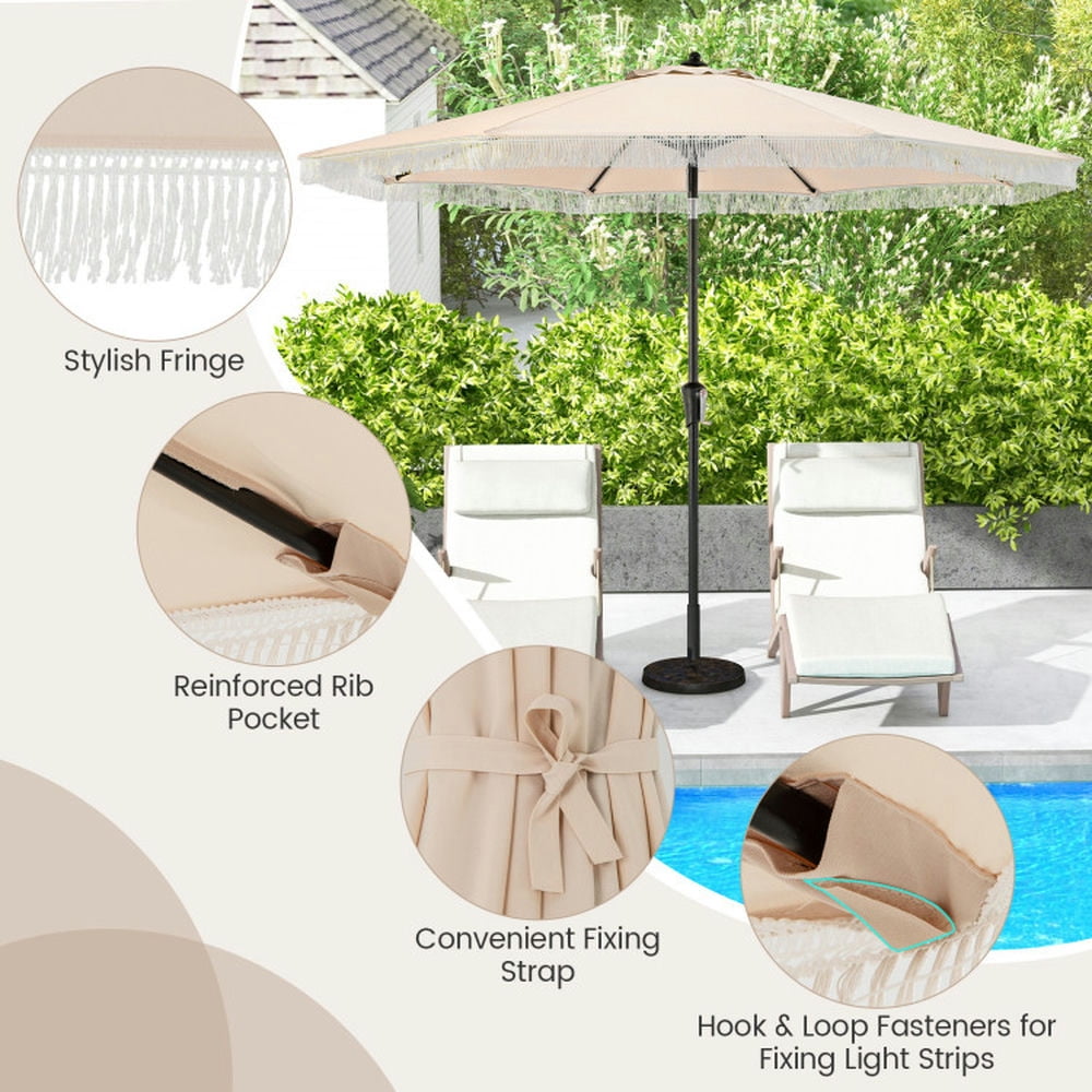 Spaco 9 FT Patio Umbrella with Sun-Protective Canopy for Patio Garden Pool-Beige, Outdoor Table Umbrella, Yard Umbrella, Market Umbrella