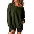 thumbnail image 2 of Kaemgyyd Oversized Sweatshirt for Women Fall Crew Neck Solid Color Long Sleeve Shirts Comfy Casual Pullover Tops, 2 of 7