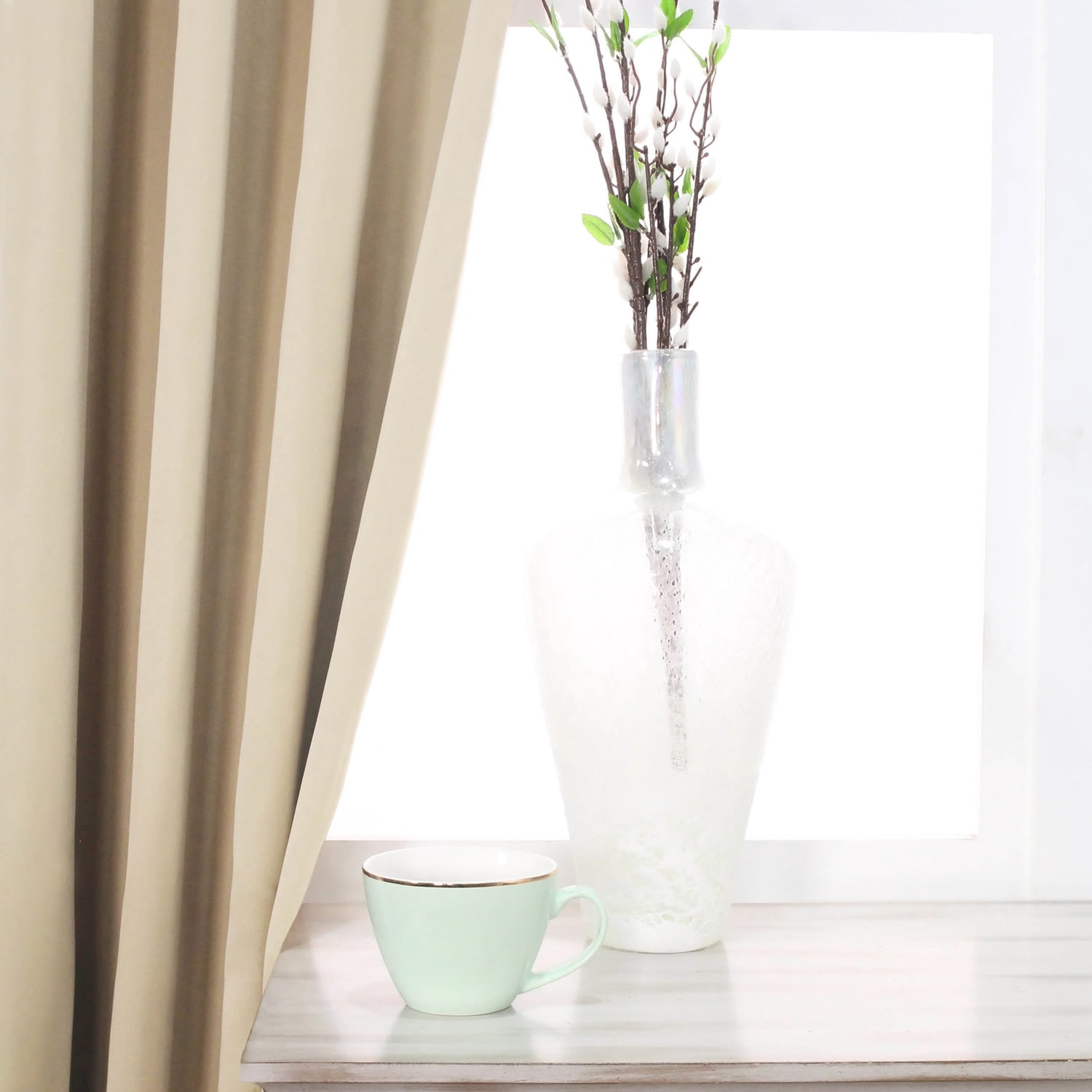 Superior Solid Blackout Curtain Set of 8, 52" x 84", Ivory