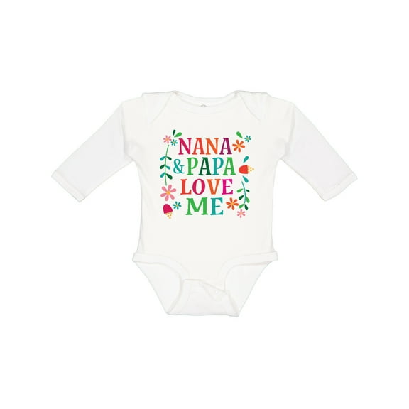 Inktastic Nana and Papa Love Me Girls Long Sleeve Baby Bodysuit