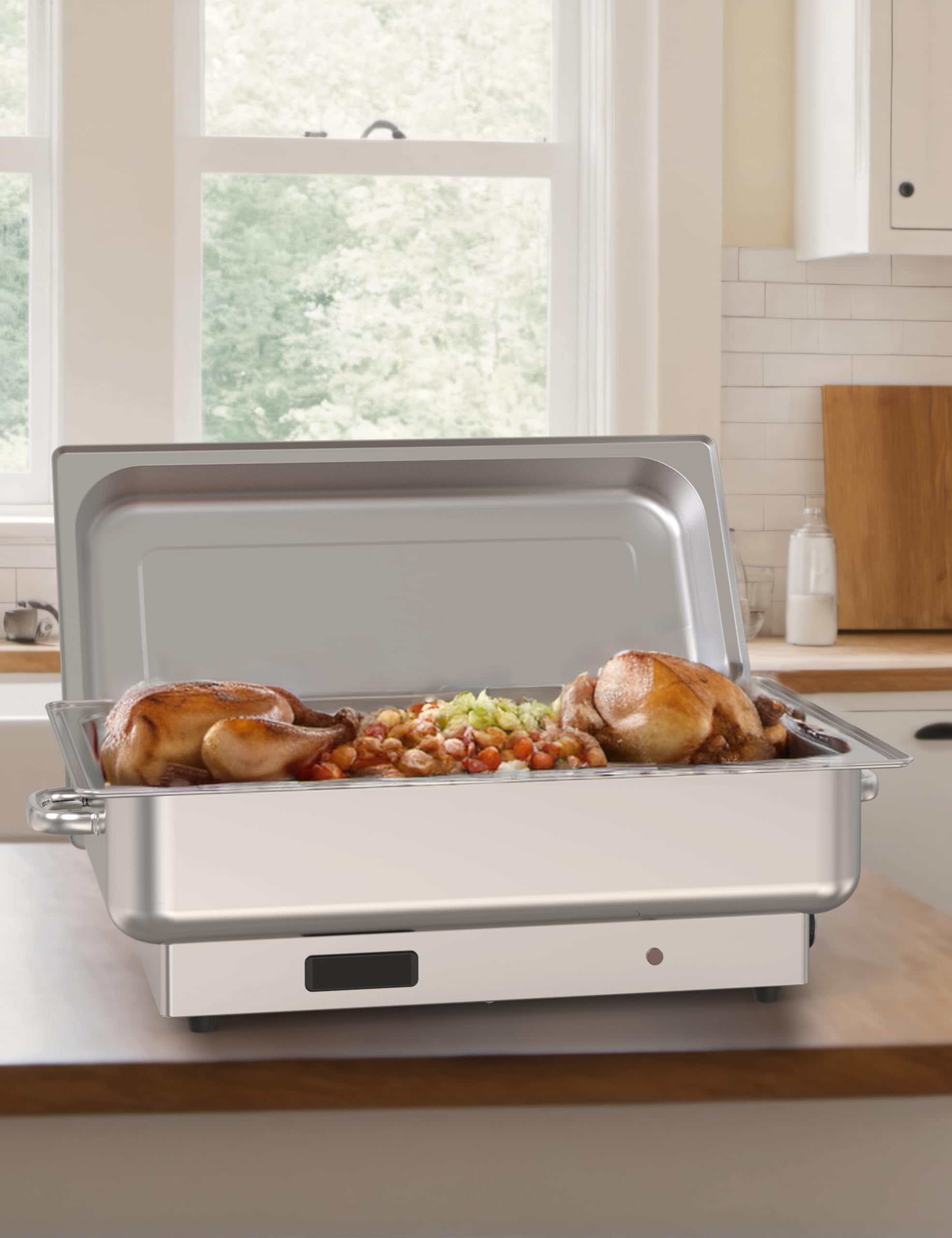 Garvee Electric Chafing Dish 9 Qt with Digital Display, Warming Tray, Stainless Steel Buffet Servers, Set of 2