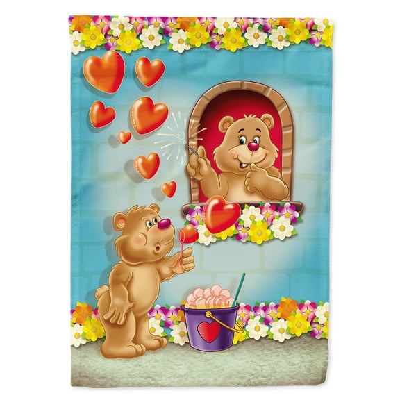 Carolines Treasures APH3815CHF Teddy Bear Romeo and Juliet Love Flag Canvas House Size  Large multicolor