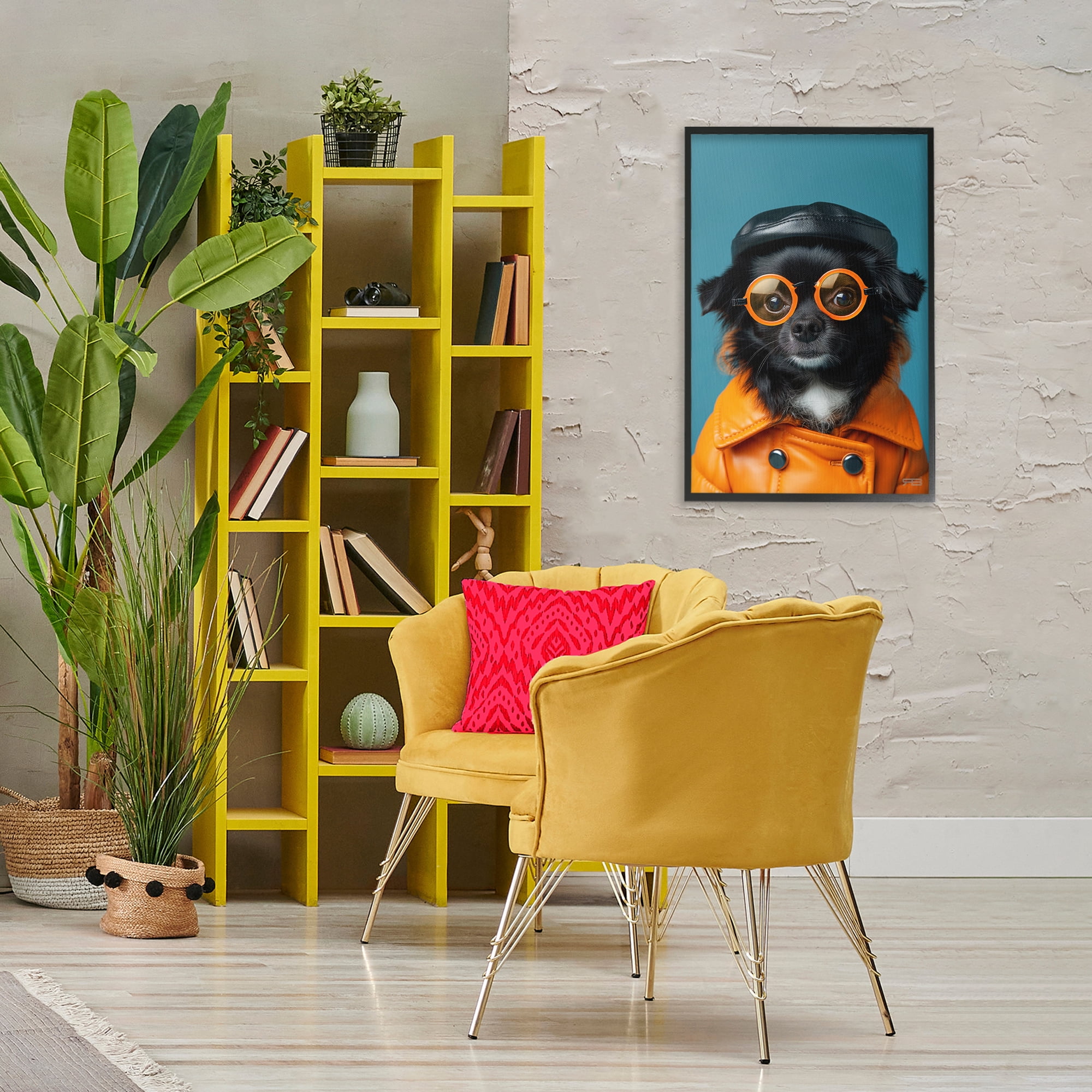 Stupell Industries Trendy Fashion Dog Animals & Insects Painting Black Framed Art Print Wall Art, 20 x 30