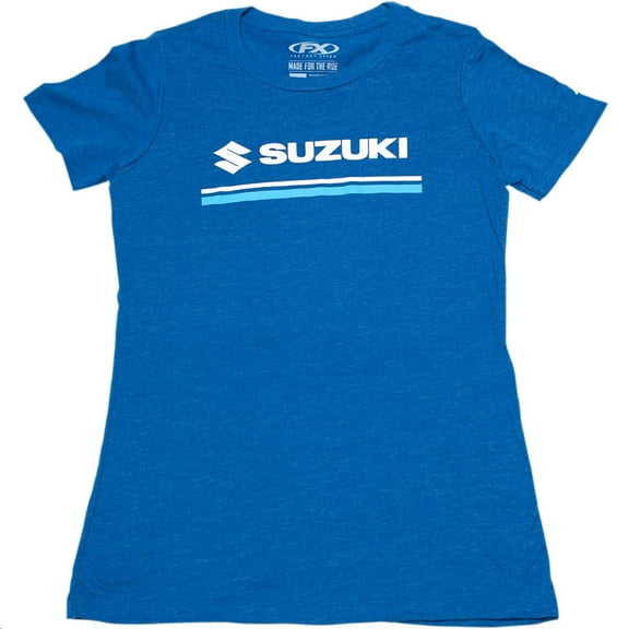 Factory Effex SUZ Stripes Womens T-Shirt (Small, Heather/Royal Blue)