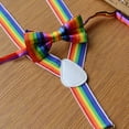 thumbnail image 4 of Kids Girls Boys Rainbow Braces Fashion Multicolor Suspenders Rainbow Bow Tie Set Colorful Non- Straps Casual One Size 2PCS Suspenders, 4 of 6