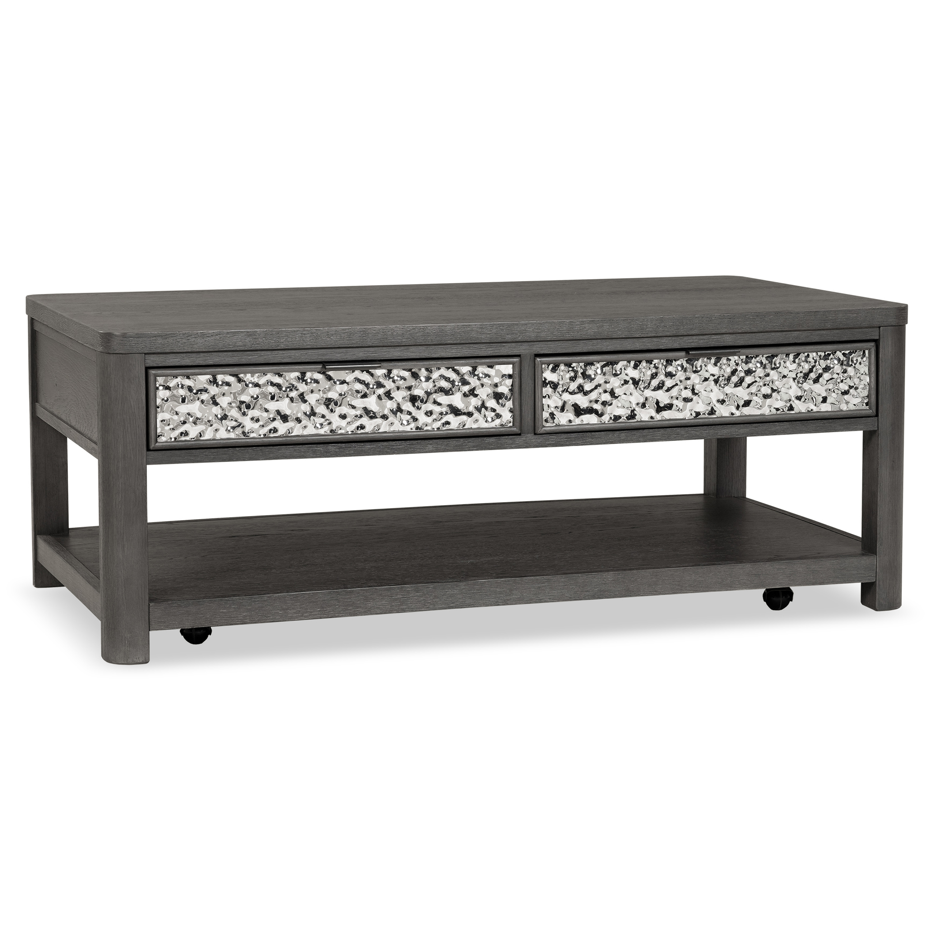 Furniture of America Cheri Modern Solid Wood Coffee Table with 2-Drawer and Casters, Ash Gray