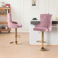 thumbnail image 6 of Velvet Gold Bar Stools Set of 2 Modern Counter Height Bar Stools with Lion Pull Ring Tufted Back, Nailhead Upholstered Barstools for Home Kitchen Island, Swivel Adjustable Stool Chair in Pink, 6 of 8
