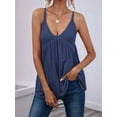 thumbnail image 6 of Women Bulid in Bra Casual Flowy Adjustable Spaghetti Strap Tank Top Navy Blue XL, 6 of 9
