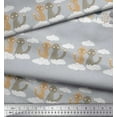 thumbnail image 2 of Soimoi Velvet Fabric Floral,Clouds & Cat Kids Print Sewing Fabric Yard 58 Inch Wide, 2 of 3