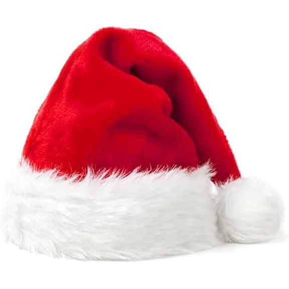 Christmas Hat, Santa Hat for Adult Comfortable Thickened Plush Classic Red, Christmas New Year Festive Holiday Party Supplies