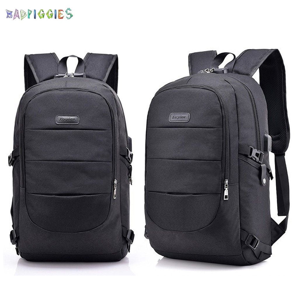 BadPiggies Travel Laptop Backpack Water Resistant Anti-Theft Bag with USB Charging Port and Lock