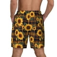 thumbnail image 4 of Goofa Brown Blue Plaid Sunflower Printed Men's Swim Trunks Board Shorts Quick Dry Mens Swimming Trunks with Compression Liner,Breathable Fit Hawaii Beach Shorts-X-Large, 4 of 9
