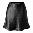 thumbnail image 3 of Women'S Elegant High Waist Ruffle Mini Skirt Silky Satin Fishtail A-Line Skirts Black XL, 3 of 7