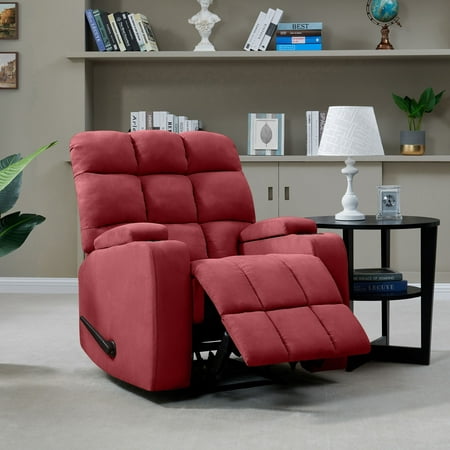 Mainstays Wall Hugger Storage Arm Red Microfiber Recliner Chair