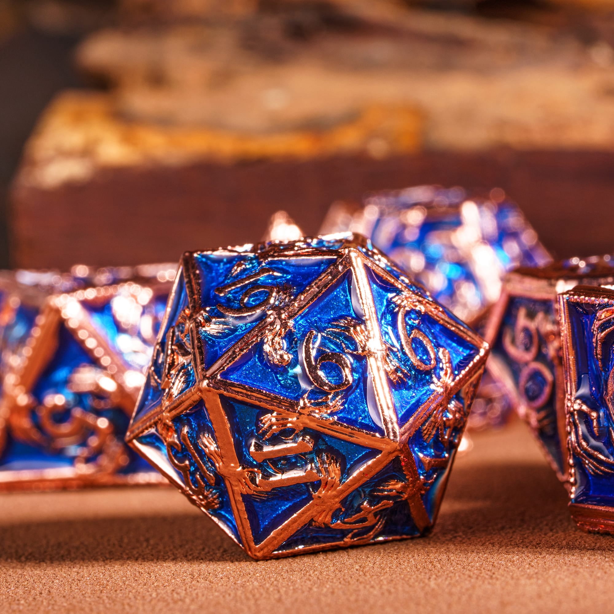 Cusdie 7-Die Metal DND Dice Set, Ghost Claw Design Metal Polyhedral D&D Dice Set for DND Dungeons and Dragons TTRPG Role Playing Games