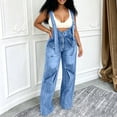 thumbnail image 7 of Purcolt Overalls for Women Stretchy Casual Square Neck Adjustable Strap Wide Leg Baggy Suspender Jumpsuit Y2K Vintage Loose Fit Bib Rompers Streetwear with Pockets, 7 of 7