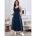 thumbnail image 4 of Women Summer Plus Size Swing Midi Dress Sleeveless Dark Blue XXXL, 4 of 9