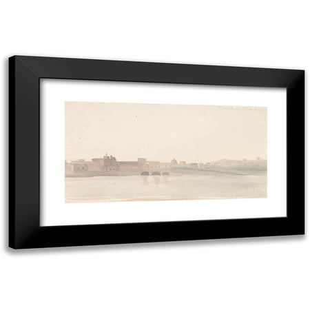 Abraham-Louis-Rodolphe Ducros 14x9 Black Modern Framed Museum Art Print Titled - View of Gulf of Naples from Quay at Santa Maria Del Carmine (1778)